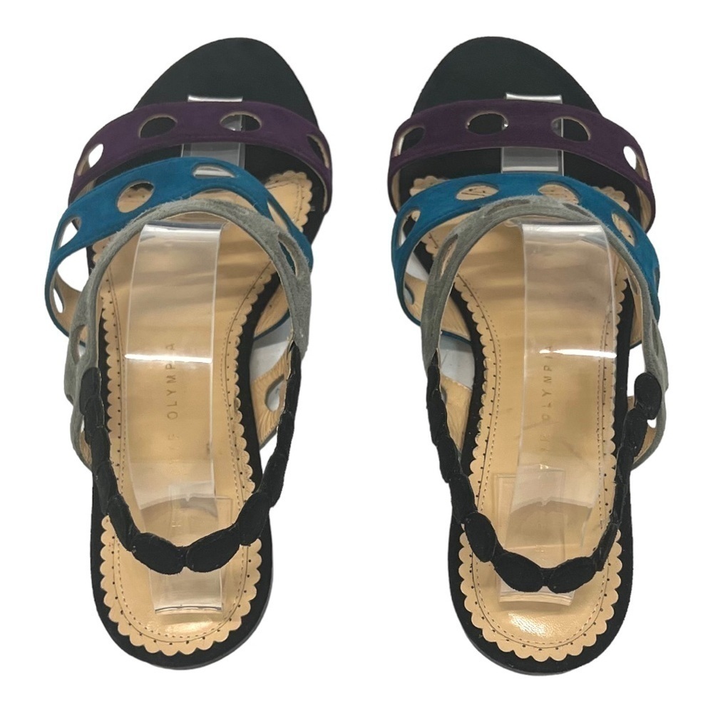 Charlotte Olympia Colorblock Cutouts Suede Sandals Women’s 38 - Picture 7 of 12